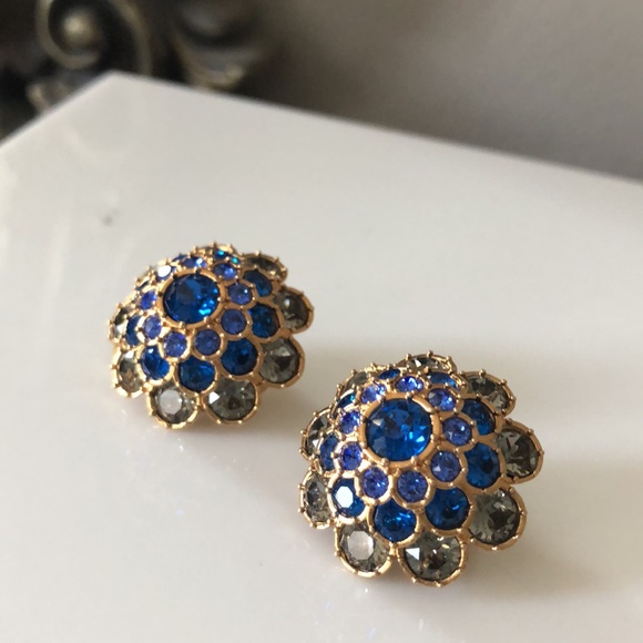 Versace Blue Crystal Embellished Clip-on Earrings - Picture 10 of 13